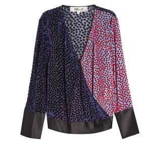 DVF Diane Von Furstenberg Velvet Burnout Top S